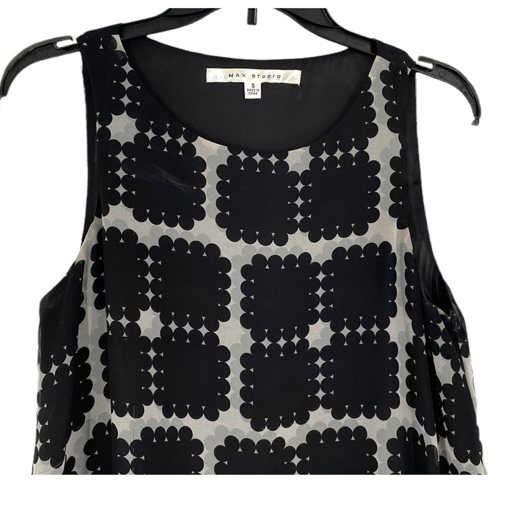 MAX STUDIO BLACK AND WHITE SLEEVELESS SWING STYLE DRESS - Picture 4 of 10
